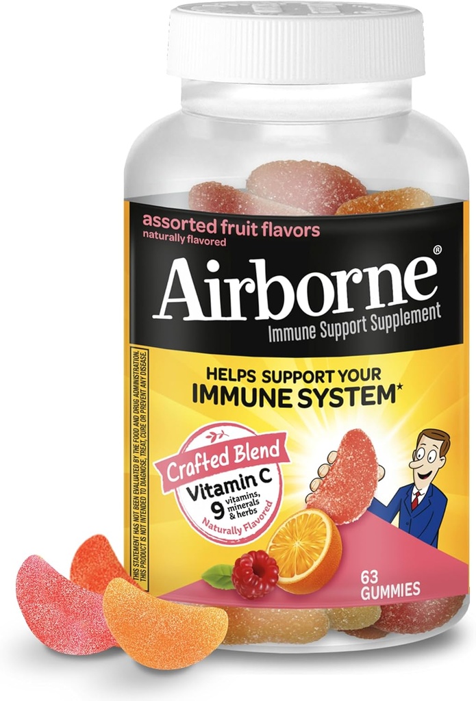 Vitamina C 750mmg (per Serving) - Aerotransted Frut Flavored Guses (63 Compte en una amplàmpia), suport de Glutin- Free Immune suplementari amb vitamines A C, Selenium, Echinacea i Ginger