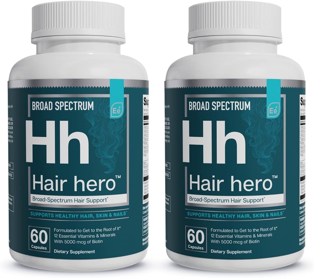Essential Elements® Hair Hero™ - Hair Vitamins for Men - Broad-Spectrum Support with 5000 mcg Biotin - 60 Count - 30 Servings (2-Pack)