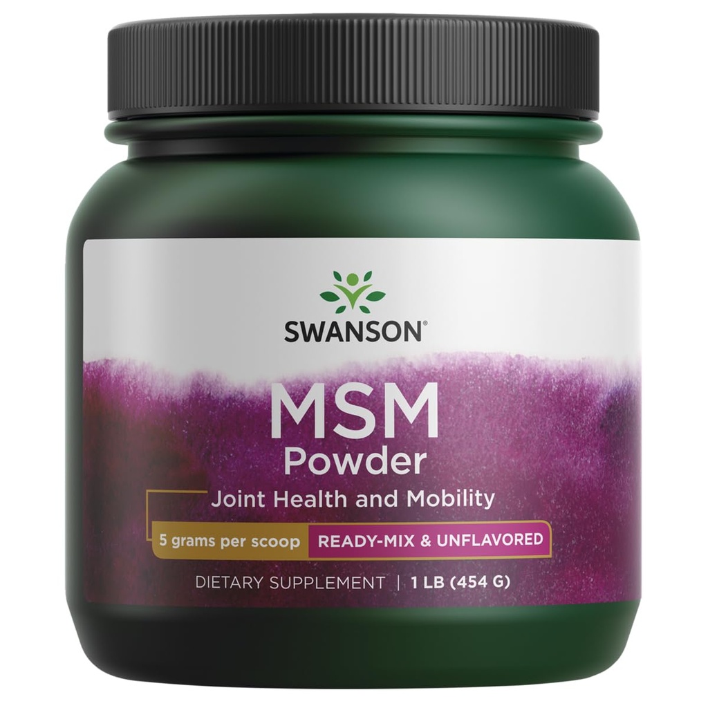 Swanson MSM Powder, Joint and Cartilage Support 1 lb (454 g) | Nourishes Cartilage, Collagen and Tendons, Promotes Joint Health by Strengthening Collagen in Connective Tissues