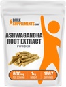 BulkSupplements.com Ashwagandha Root Extraction - Ashwagandha תוסף צמחי - טבעוני וגלוטן חינם, 600 מ"ג לשרת, 1kg (2.2 lbs) (Pack of 1)