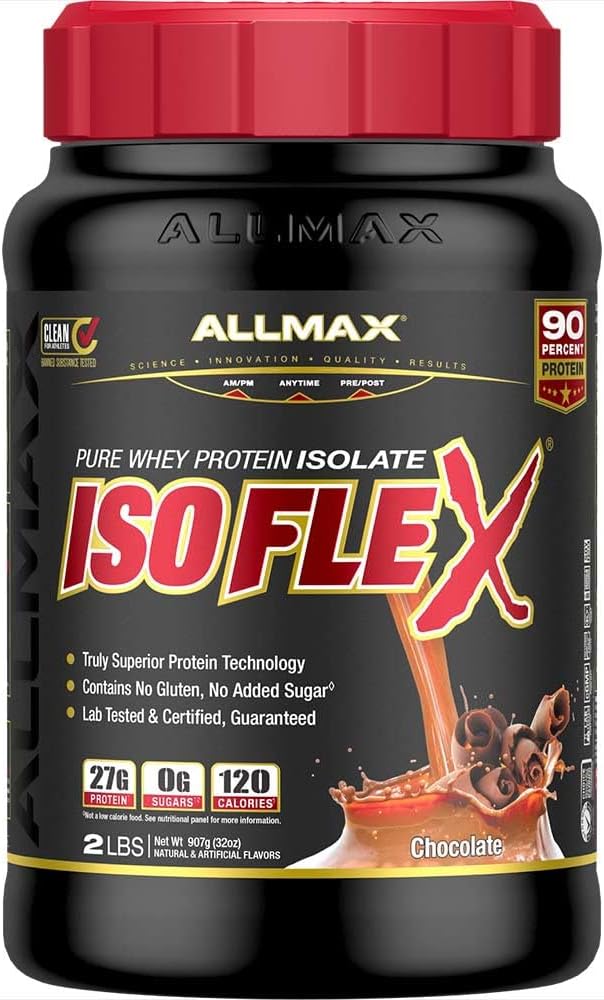 כל הMAX ISOFLEX Whey חלבון Isolate, שוקולד - 2 lb - 27 גרמים של חלבון Per Scoop - Zero Fat & Sugar - 99% Lactose חינם - Gluten Free & Soy חינם - Approx.
