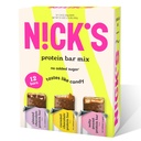 Nicks Protein Bars Chocolate Variety Pack High Protein, Lav kalorier, Lav Carb Keto Friendly Snacks Ingen tilsat sukker, Saltede Peanut, Chokolade Karamel og mandel chokolade (12 Pack)