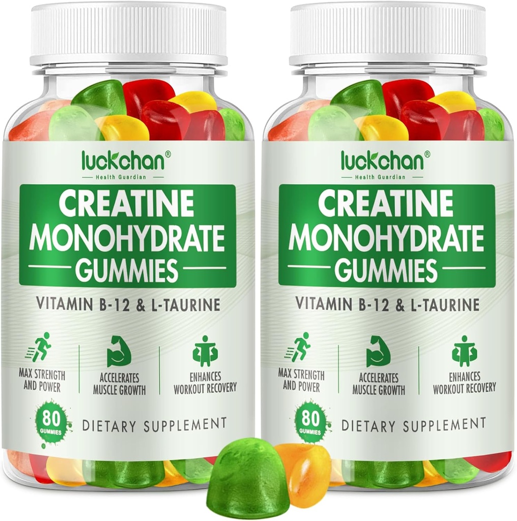 Creatina Monohydrate Gummies 5g - Creatina per le donne e gli uomini - Supplemento pre allenamento per la forza muscolare, Muscle Builder, Energy Boost Low Sugar Chewable Creatine Gummies 160 Count