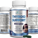 Thyroid Support with Iodine - Metabolism Booster, Energy Booster, Increase Focus - Premium Non-GMO Thyroid Supplement 60 Capsules