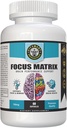 Focus Matrix (1 pudele) smadzeņu veselības papildinājums - labākai fokuss, atmiņa, uzmanība, koncentrēšanās, Ginkgo biloba Leaf, Bacopa Monnieri, Focus Pill