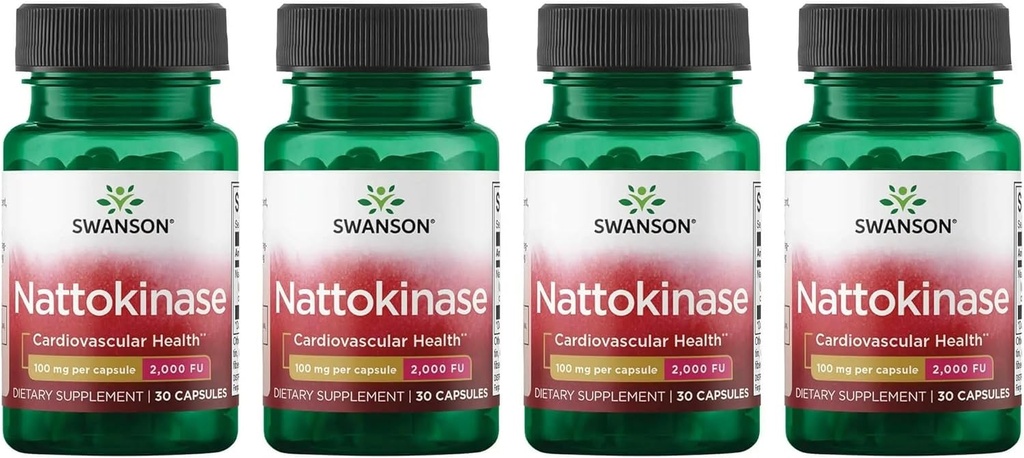 Swanson Nattokinase 2000 Fibrinolytic Unit 100 Milligram 30 Kapsül Enzyme (4 Paket)