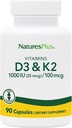 NaturasPlus Vitamine D3 (1000 UI) & K2 (100 mcg) - Vegetarian, Gluten Free - 90 capsule, 90 Servings