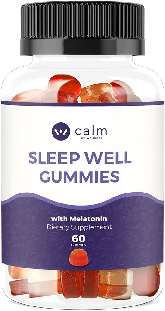 Calma por Wellness Sleep Well Gummies, Extra Strength Gummy con Melatonin, Natural Sleep Support Supplement, 30 Count