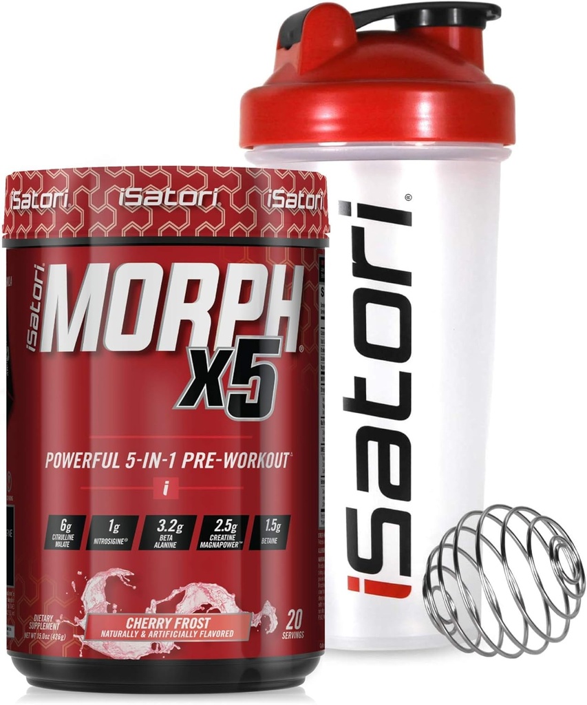iSatori Morph Xtreme Intense Pre Workout - Bombsicle (20 Serve) Classic Blender Bottiglia (bottiglia di cavi con top rosso)