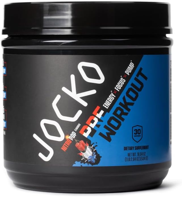 Men & Qadınlar üçün Jocko Fuel Pre Workout - Beta Alanine + L-Citrulline, Support Muscle Pump, Energy, & Recovery, Caffeine Nitro Pop 200mg, 30 1.31lbs (594 G)