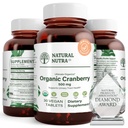 Natural Nutra Organic Cranberry Extract Supplement, Help Prevent Urinary Ailment, Promotes Bone Health, Help Maintain Heart Health, Improve Digestion, Promote Skin Health, 30 Tablets, One Month Supply