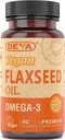 Deva Vegan Omega-3 Flaxseed Oil supplement - 1000 MG Per Serving - Cold-Pressed " Unrefined - Fish Oil Alternative - with Omega-3 ALA - 90 Capsules, 1-Pack