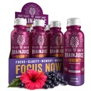 BrainJuice Brain Support Shot, Gluten Free Supplement Shots for Energy & Focus, Healthy Drinks with Alpha GPC, Vitamin B, 2.5 fl oz, 12 Pack (Huckleberry Hibiscus)