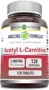 Erstaunliche Formeln Acetyl L-Carnitin Ergänzung | 1000 Mg Pro Servieren | 120 Tabletten Ergänzung | Non-GMO | Gluten Free | Made in USA