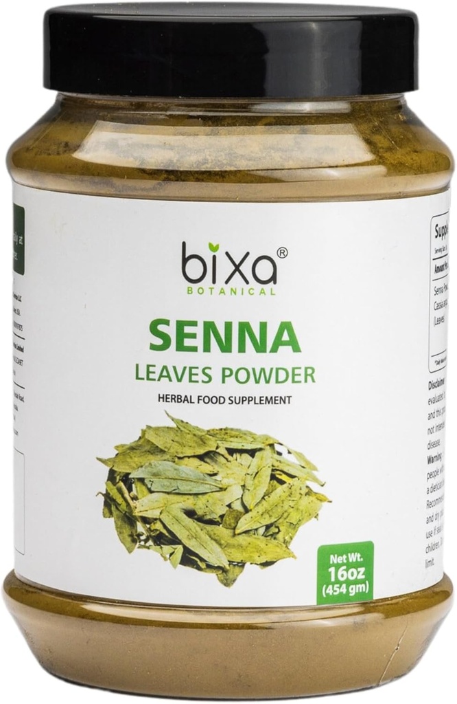 bix BOTANICAL SENA Leaves Powder (Cassia angustifolia), 1 英镑(16 Oz) - 天然草药 Laxative | Ayurvedic 草药补充剂支持消化功能