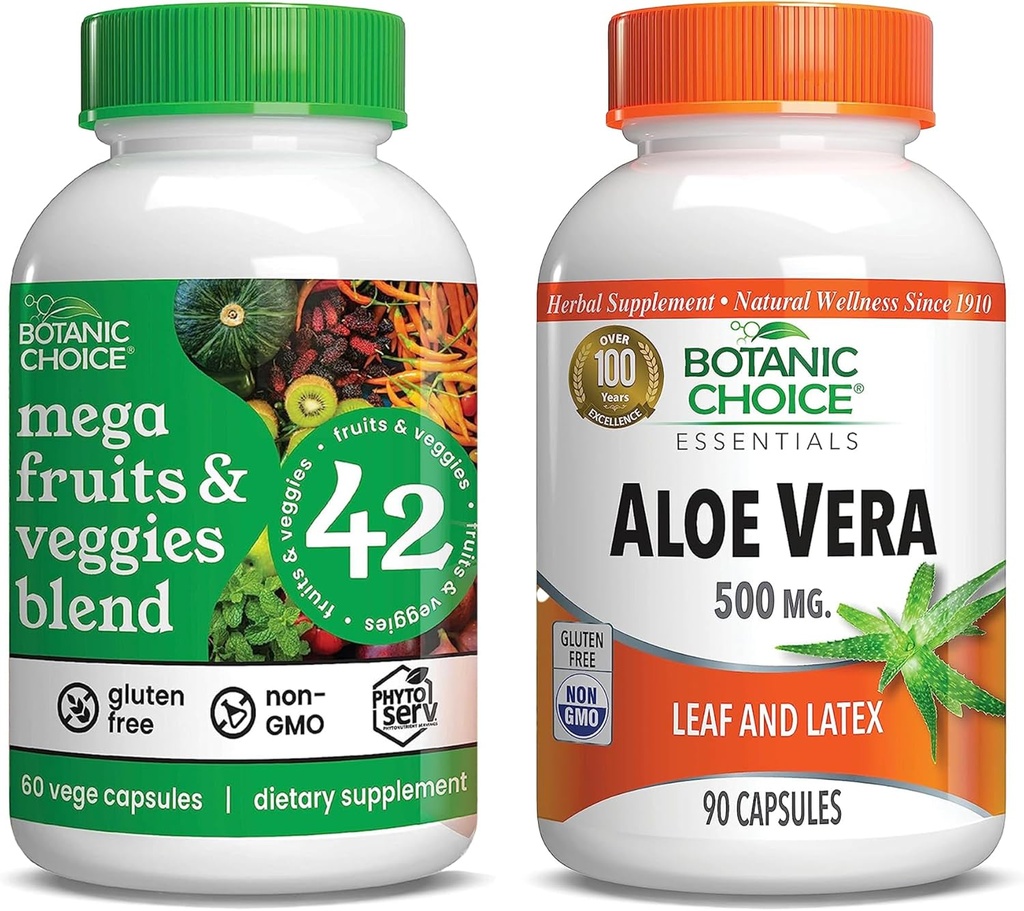 Botanic Choice Mega Fruits and Veggies Blend (60 капсул) + Aloe Vera (90 капсул) - энергетический баланс и добавка к суперпродуктам