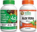 Botanic Choice Mega Fruits and Veggies Blend (60 капсули) + Aloe Vera (90 капсули) Bundle - Energy Balance & Superfood Addition + Digestive Health Support