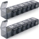 2 Pack Extra Böyük həftə Pill Təhlükəsiz Pill Box 7 gün XL Fish Oils, Travel Friendly Medicine Vitaminlər üçün Pill Case, Adds