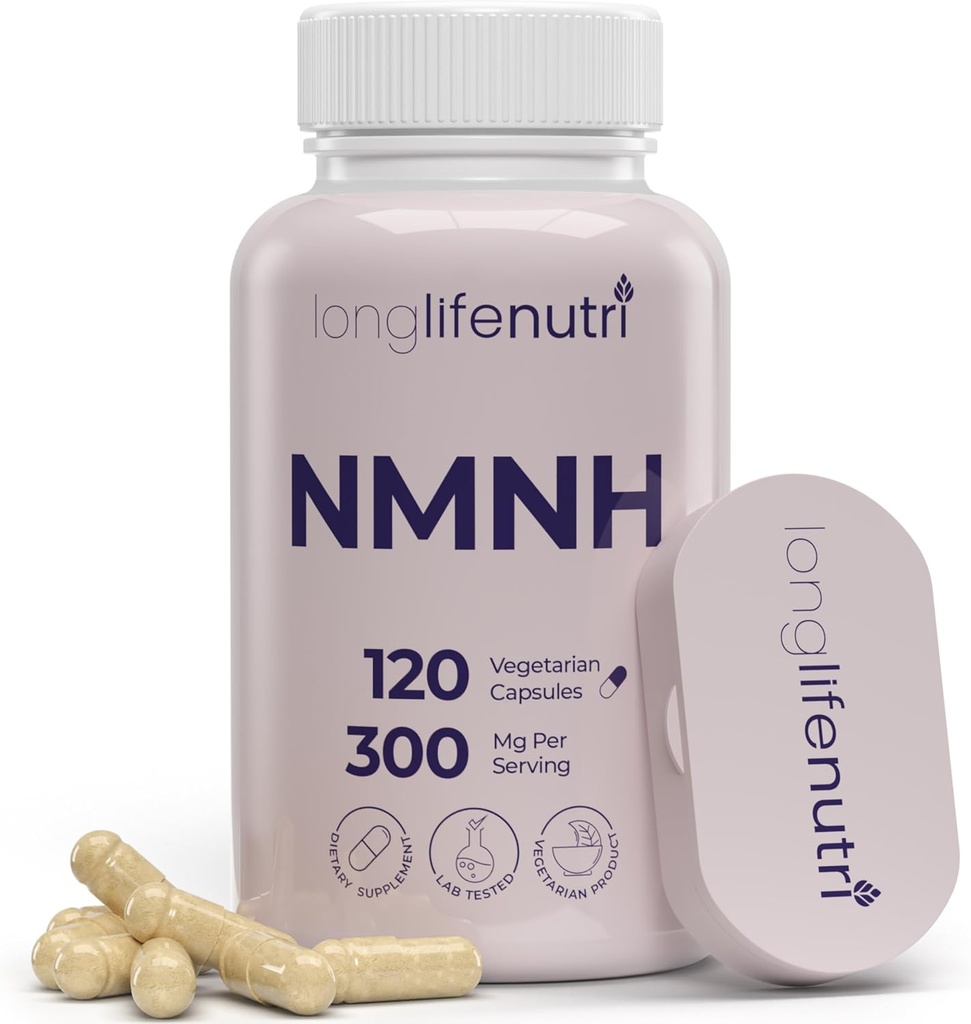 Long LifeNutri NMNH 300mg (Didídicinamide Mononucleide) - 120 Vegan Capsules, 2-Monthtray, NMN alternativa, NAD suplementari per a l'Energia i Longevitat, Lab Tested, fet als EUA