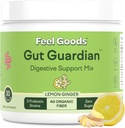 Feel Goods Gut Guardian, Organisk fiber, Probiotiske og prebiotiske pulver, sukkerfri, urter for Bloat, Gut helse støtte, Digestiv helse for menn og kvinner, Ikke GMO, Vegan, Lemon Ginger, 30 Services