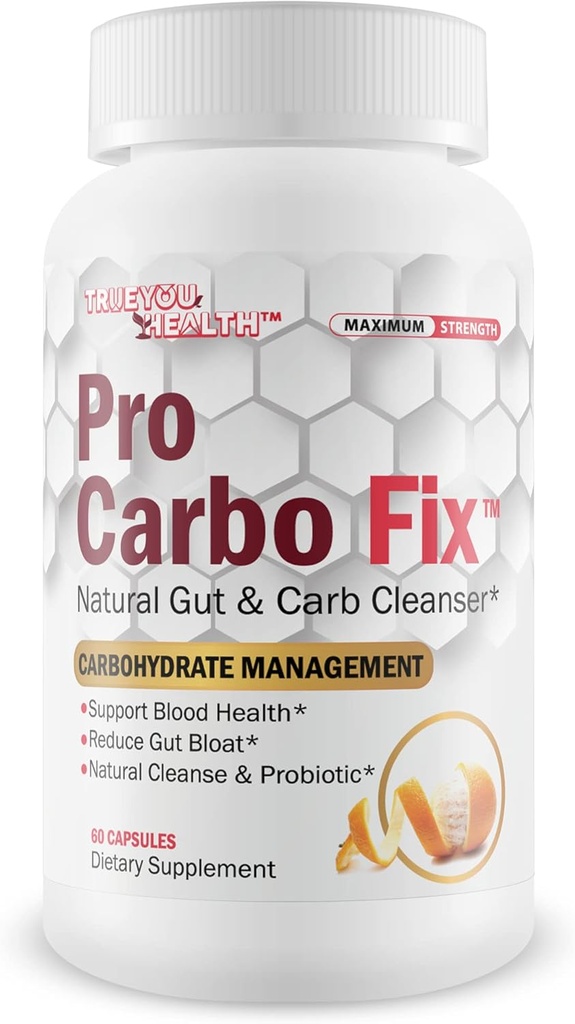 Pro Carbo Fix - Natural Gut & Carb Cleanse Supplement - Plant Based Formula w/Probiotics - Support Digestive Health & Blood Health - Help Flush Carbs & Toxins - Promoted Regularity & Reduced Gut Bloat
