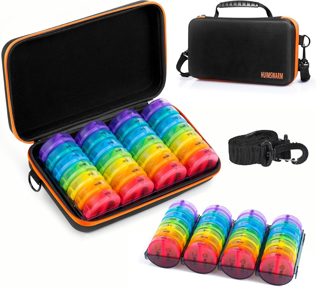 Měsíční Pill Organizer 2 Times A Day, Pill Boxy a Pořadatel 2 Times A Day, 7 Day, Monthly, Can DIY, with Protect Case, Pill Organizer 2 Times with Short. Comfortable Handle, BPA-Free.