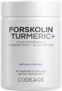 Codeage Forskolin, Pure Forskolin Coleus + Organic Turmeric Root Powder, 95% Curcuminoids + Bioperine Black Pepper - 20% Štandardizovaný Coleus Forskohlii Supplement - Non-GMO - 90 Kapsule
