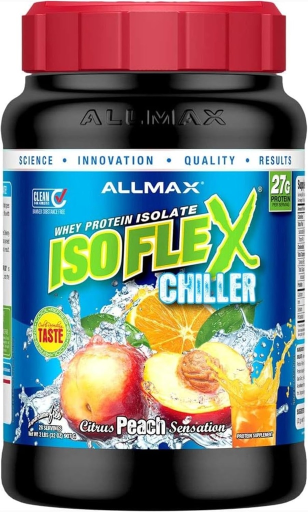 AllMAX 营养 ISOFLEX 冷却器, Citrus 桃仁感应 - 2磅 - 27克 蛋白质 Per Scoop - 零脂肪和糖 - 99% 无乳糖 - 约28克