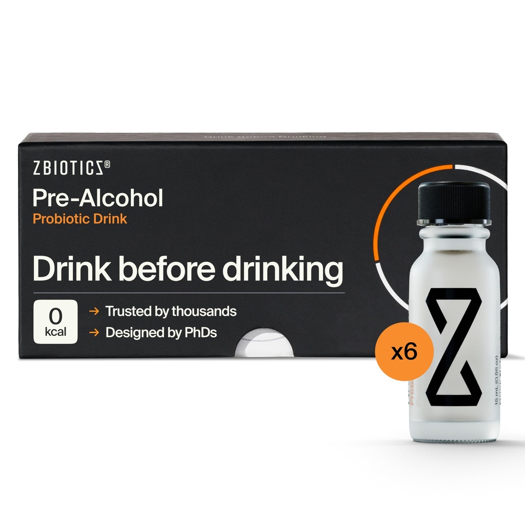 ZBiotics — Feel Better After Drinking, Wake Up Refreshed, Science-Backed, Patented Probiotic for Easier Mornings, Travel-Friendly, 6-Pack of 0.5 Fl Oz Bottles