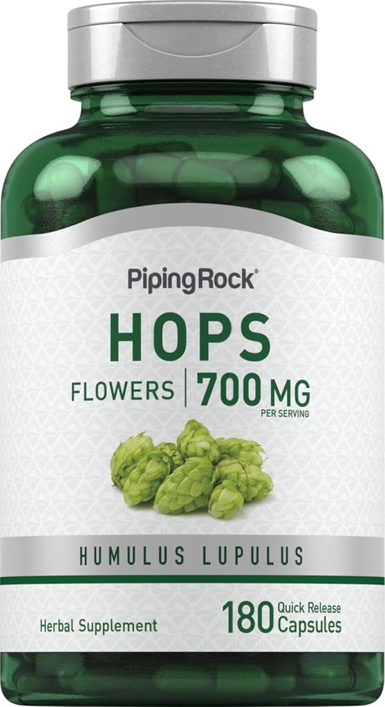 Piping Rock Hops erauzketa gehigarria | 700mg | 180 kapsula | Humulus Lupulus | Ez-GMO, Gluten Free