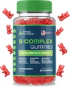 Vitamina B Complex Gummies para adultos, B Complexo Vitamina Suplemento para mulleres e homes, B Vitaminas Complexos Gummies para enerxía e saúde cerebral, Natural Strawberry Flavor, 60 Conde