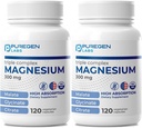 Puregen Labs Triple Magnesium Complex 300mg of Magnesium Glycinate, Malate, & Citrate [고 흡수] 총 240 Veg 캡슐 | Harmful additives | Non-GMO, NO Gluten 및 Dairy | 미국에서 만든