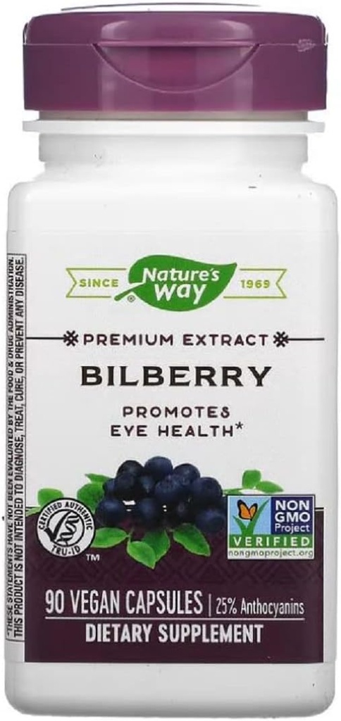 Tự nhiên's Way Bilberry tiêu chuẩn hoá trích dẫn Veg Capsules 90 ea (Pack of 2)