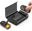 Zannaki Metal XL Organizador de pílulas semanais 2 vezes por dia, grande viagem caixa diária de pílulas 7 dias, portátil semana duas vezes titular de pílulas, AM PM caso de pílulas para medicina Suplemento de vitaminas, Preto