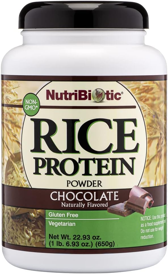 Nutrition Biotic Chocolate Rice Protein, 1 lb. 6.9 oz current 124; Low Carb, Vegetarian & Keto- Friendly Raw Protein Powder 124; Grown & processed Without Chemicals, GMO or Gluten current 124; Easy to Digest & Nudent- Rich