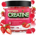 Kreatino monohidratas Gummies vyrams ir moterims 120 CT - 5600 mg kreatino monohidrato per Tarnauti, Chewable kreatino monohidratas raumenų paramos ir energijos Boost, Cukraus Free, Veganas (braškių skonio)