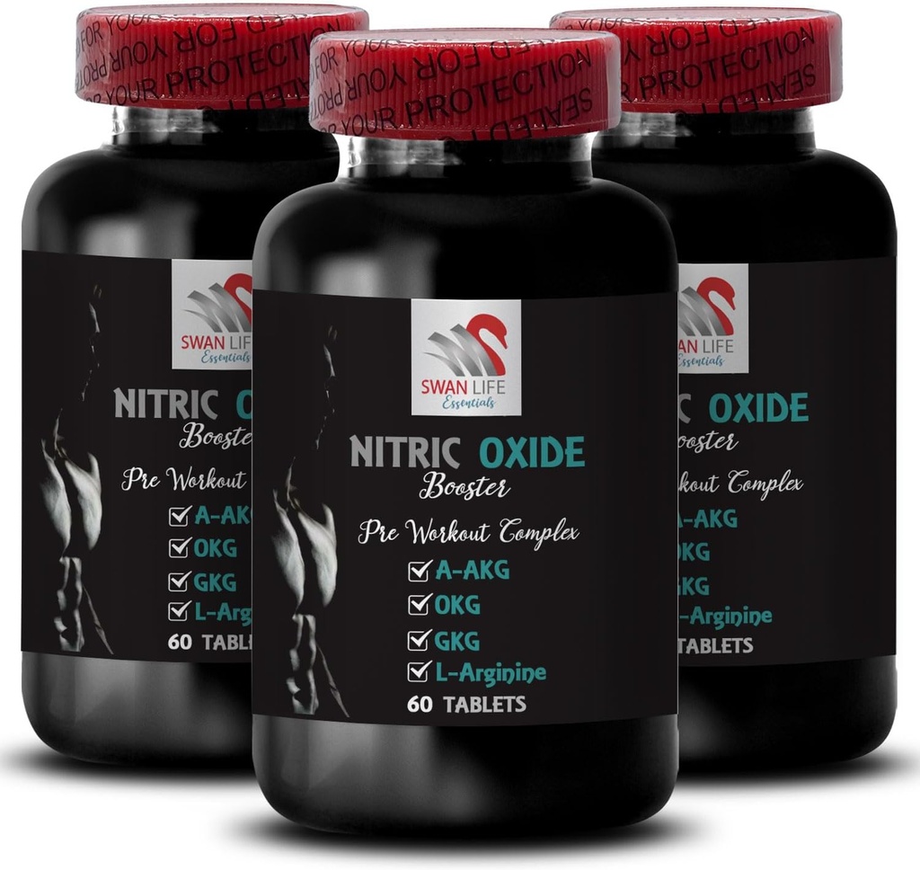 Exercise supplement - NITRIC OXIDE BOOSTER - nitric oxide supplements for men, nitric oxide booster supplement, stamina supplement, endurance booster, workout support, fitness energy 3 Bottle 180 Tabs