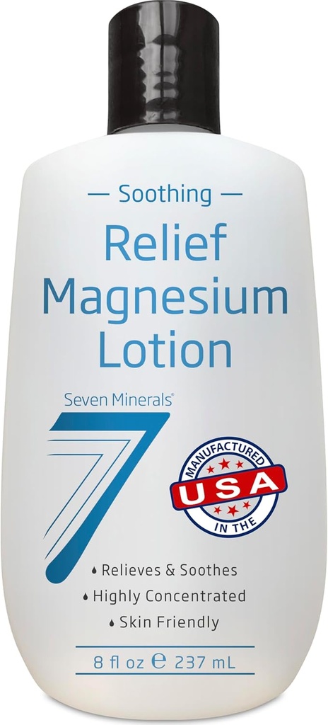 7 minerales de magnesio Lotion for Sleep, Soothing Relief & Relaxation - magnesio altamente concentrado para mellor sono, pés e coidados conxuntos. Loción non rápida con ingredientes amigables para a pel - 8 fl oz