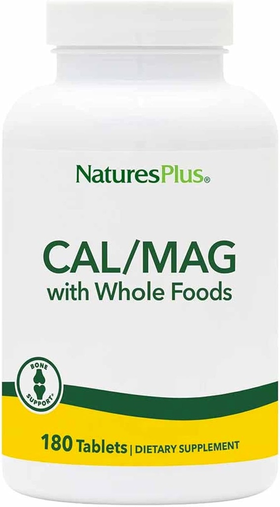 NaturesPlus Sorgente di vita Cal/Mag Supplemento minerale- 500 mg Calcium, 250 mg Magnesio, 180 compresse vegetariane - Integratore alimentare intero, promuove la salute di ossa - senza glutine - 90 porzioni