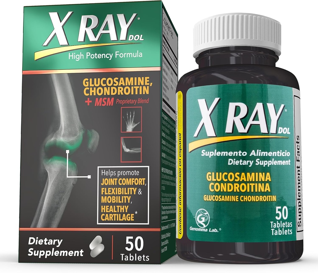 X Ray High Potency Phụ trợ sức khỏe, với Glucosamine 1500mg, Chondroitin 300mg, MM 120 mg, Hỗ trợ chăm sóc sức khỏe, Bones & Carlileage - 50 bá tước