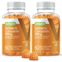 Viteey Turmeric Gummies with Turmeric Curcumin, Ginger & Black Pepper Extract - Immune Support, Healthy Skin, and Joint Health - Vegan, Gelatin Free, GMO Free - Tasty Chewable Peach Flavored-120 Count