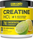 CON-CRET Creatine HCl Powder | Muscle, Cognitive, Cellular Energy Support | No Bloating or Cramps | USA Made & NSF Certified | Lemon Lime (100 Serving)