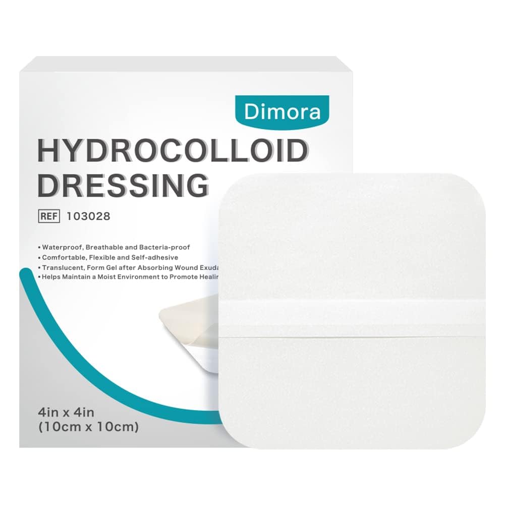 傷の心配のためのDimoraのHydrocolloidのドレッシング4" x 4"、10 PCの大きいパッチの包帯はベッドのための自己接着、焼跡、まめ、アクネの心配、速い治癒のための極度の吸収性と鳴ります