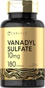 Carlyle Vanadyl Sulfate 10mg 180 Tablet Capsules з Chromium Picolinate Вегетаріанський, Non-GMO, клейковина Безкоштовна добавка