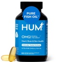 HUM OMG! Omega The Great Triple Omega 3 Fish Oil Supplement for Women & Men with Witamina E, DHA & EPA, Skin Care & Skin Tone Support for Heart & Brain Health, Gluten Free, Non GMO, 60 Softgels