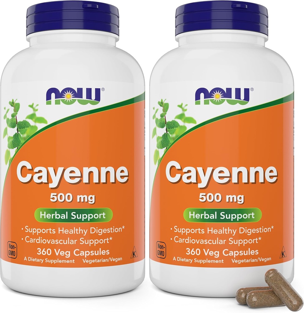 Şimdi Cayenne (Capsicum annuum) 500 mg, 360 Veg Capsules (Pack of 2)