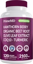26 In-1 Nitric Oxide Supplement - heart & capillation การรองรับด้วย CoQ10, Turmeric Boot, Organic Boot, Hawthorn Berry & Garlic - 2103mg per servering (2020ct).
