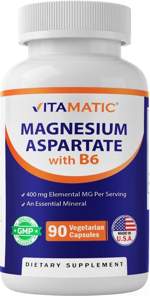 Vitamatic maşın Aspartate 400mg - 90 Vegetarian Capsules - Maksimum Aborpsiyon üçün B6 əlavə - Support Muscle, Joint, və Heart Health *