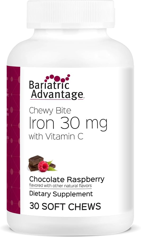 Bariatrische Voordeel IJzer Chewy Bite Chocolade Raspberry Truffel (30 mg ijzer, 60 mg vitamine c) 30 telling