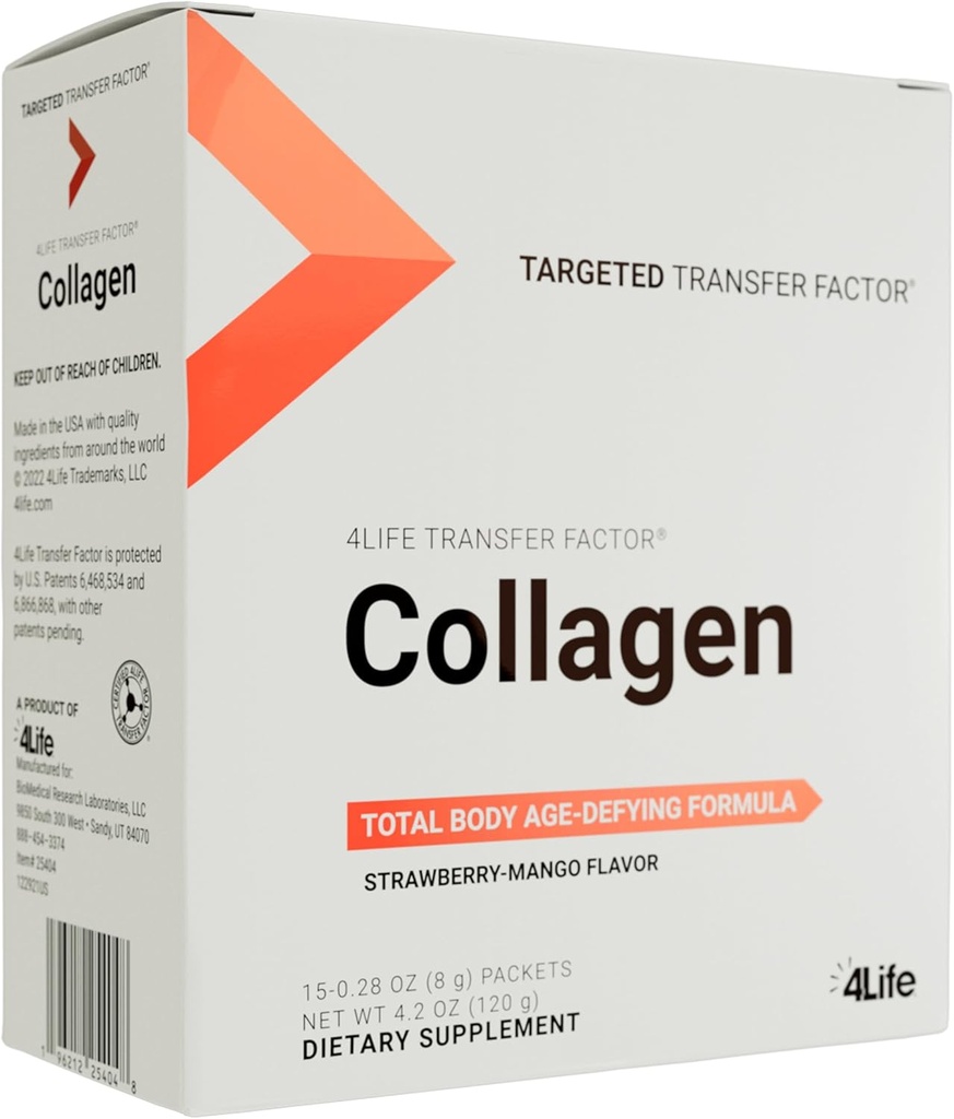 4Life Transfer Factor Collagen - Bitaminadun formula eta 5 Collagen motak - Ile, azala eta Nail euskarria - 15 Packets